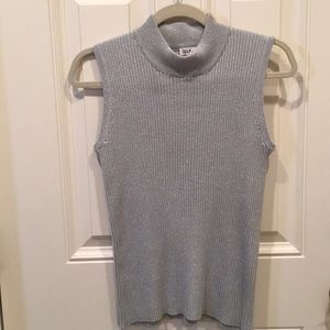 Silver with Glitter Thread Knit Shell